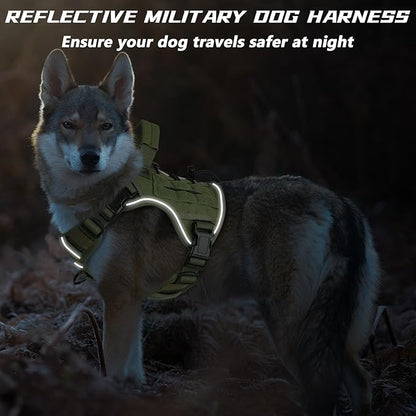WINGOIN Green Tactical Dog Harness Vest for Small Dogs No Pull Adjustable Reflective K9 Military Dog Service Dog Harnesses with Handle for Walking, Hiking, Training(S)