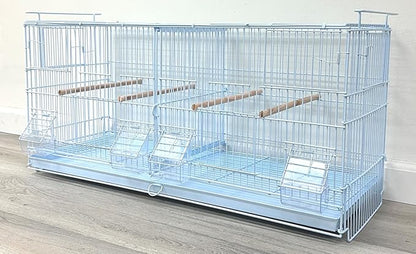 Large Lot-4 Stackable Breeder Bird Flight Parrot Cage Side Breeding Nest Box Door Removable Center Divider with Removable Rolling Stand