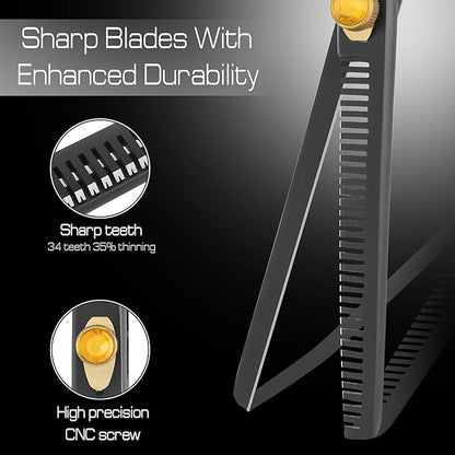 Dog Grooming Scissor,7 Professional Thinning Shear for Dogs with 34 Teeth, Japanese Stainless Steel, Blender Scissors for Dogs, Cats and other Pets with Adjustable Screw