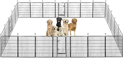 BestPet | Dog Playpen | 40 Inch, 24 Panels | Heavy Duty Metal Pet Exercise Pen | Indoor Outdoor Fence Panels | Rust-Resistant, Removable, Tool-Free Setup | Anti-Skid, Expandable Design