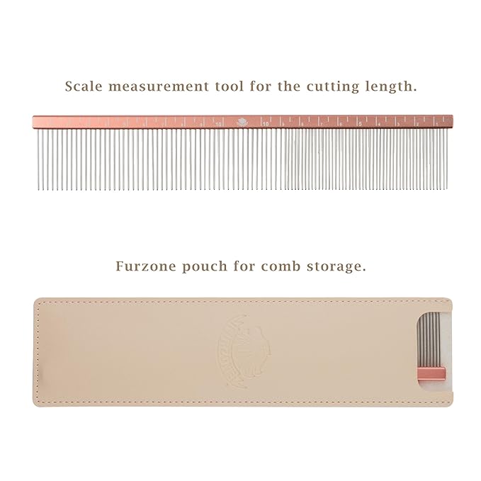 2-in-1 Megal Greyhound Comb for Dogs (Medium/Coarse), 69 Stainless Steel Pins Dog Comb, Aluminum 24.5cm Handle,Lightweight,Gently Remove Dogs Head/Body Fur, Professional Grooming Accessories