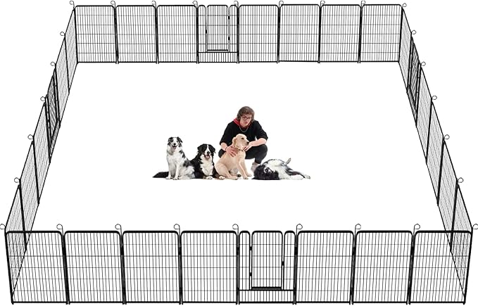 Dog Playpen, 40 inch Height 28 Panels Heavy Duty Dog Fence Pet Playpen with Door, Anti-Rust Dog Exercise Pen with Lock, Portable Pet Fence Outdoor for Yard RV Camping
