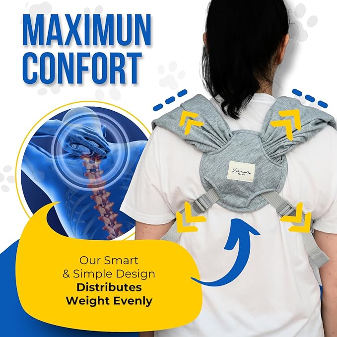 Dog Swaddle Carrier-Sling for Small Dogs-Stylish Grey Shoulder and Neck Dog Holder Carrier-Hands Free and Adjustable Dog Wrap Puppy Pouch Carrier Front-Puppy Sling Carrier for Small Dogs 0-15 lbs