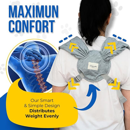 Dog Swaddle Carrier-Sling for Small Dogs-Stylish Grey Shoulder and Neck Dog Holder Carrier-Hands Free and Adjustable Dog Wrap Puppy Pouch Carrier Front-Puppy Sling Carrier for Small Dogs 0-15 lbs