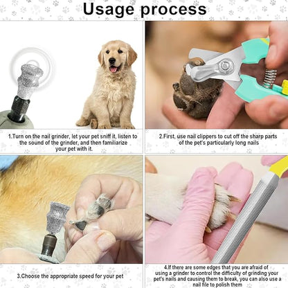 Diamond Dremel Dog Nail Grinder Attachment & Dog & Cat Pets Nail Clippers and Trimmers, Dremel Accessories & Dog Nail Trimmers with Safety Lock to Avoid Over Cutting, Grooming Tool for Pets
