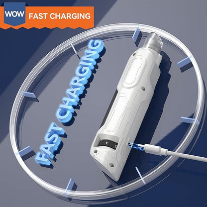 Dog Nail Grinder with 2 LED Lights Powerful 6-Speed Dog Nail Trimmers with 2 Grinding Wheels Super Quiet Rechargeable Pet Dog Nail File for Large Medium Dogs Cats - White