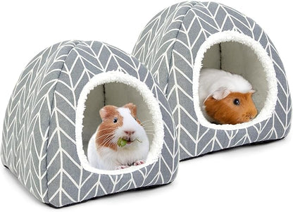 2 Pack Guinea Pig Hideout Bed Rabbit House Cave Accessories Cozy Hide-Out for Bunny Hedgehog Ferret Chinchilla&Other Small Animals