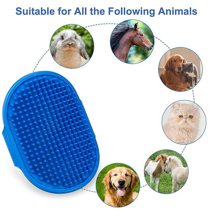 2 Pack Dog Grooming Brush, Premium Pet Bath Brush with Adjustable Ring Handle for Bathing - Massaging -Hair Removal - on Wet or Dry Hair, for Long Short Haired Dogs and Cats