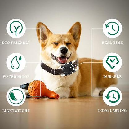 Dog Tracker, Pet Location Tracker with Collar Holder for Dogs Smart Finder, No Monthly Fee, Works with iOS Find My, Precise Non-GPS Tracker (Black and White)