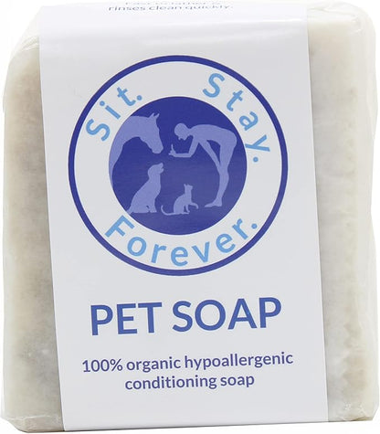 Vegan Organic Pet Soap/Bar Shampoo Big 7 oz bar, Hypoallergenic, Organic Oatmeal, Olive & Coconut Oils, Shea Butter, Vitamin E and Neroli Essential Oil.