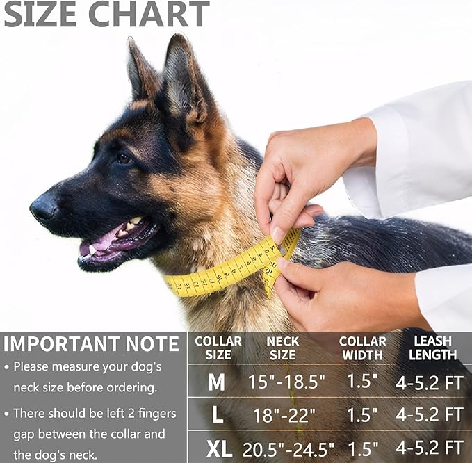 KCUCOP Tactical Dog Collar, Heavy Duty Dog Collar with Handle and Metal Buckle, Military Thick Dog Collars for Medium and Large Dogs(Black-Reflective Set-L, 1 Patch)