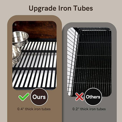 Snowtaros Dog Crate Furniture with 360° Rotatable Hidden Bowls, Heavy Duty Wooden Dog Kennel with Double Doors, Dog Cage End Table Indoor with Removable Tray Swiveling Wheels for Small Medium Dogs