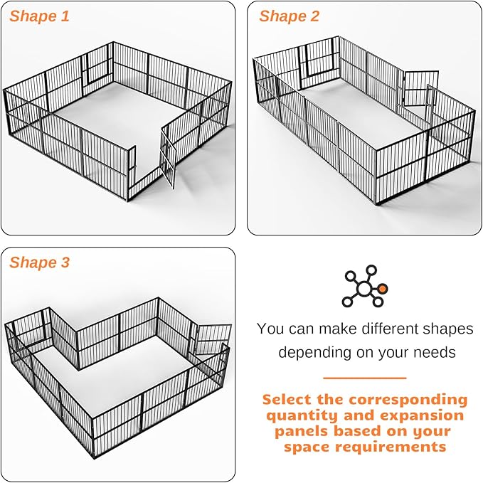 Dog Playpen - 32" Height Dog Pen, Heavy Duty Puppy Pen with Door, Safe & Sturdy, Easy Assemble for Indoor/Outdoor Pet Playpen (Door Panel, Grey)