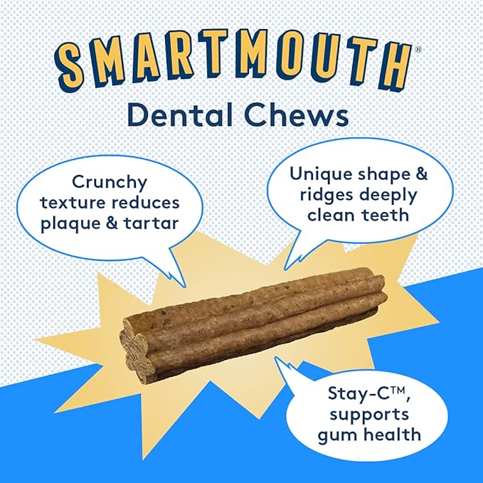 The Missing Link Smartmouth Vet Developed Dental Chew Treats, 7-in-1 Benefits: Healthy Teeth & Gums, Breath, Skin, Joints, Digestion, Heart, Immune System  Petite/XS 5-15lb Dogs, 28 Ct