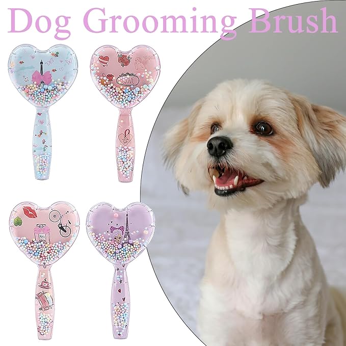 Small Dog Brush, Soft Dog Brush for Shih Tzus, Yorkies, Maltipoos, Maltese ï¼ Love Shape Puppy Massaging Hair Brush, Cat Brush, for Small Dogs Cats Rabbits of All Hair Types (Purple)