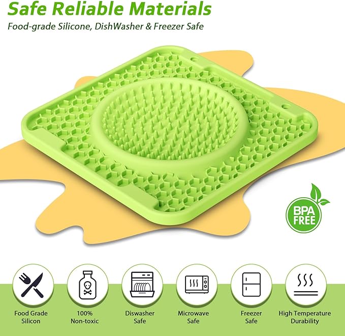 Licking Mat for Dogs Crate,Thicker Large 7.9" Pet Slow Feeder Mats for Relieve Boredom & Anxiety, Bowl Design,Soft & Safe Durable Dog Licking Pad for Training