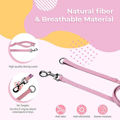 Dog Harness and Leash Set for Large Dogs Rayon Derived from Bamboo 90%, Polyester 10%, No Pull Dog Harness, Step-in Adjustable Dog Leash, Dog Harness and Leash Set for Large Dogs-Pink