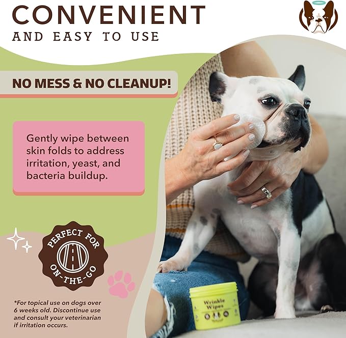 Natural Dog Company Wipes Bundle - (1) Wrinkle Balm Wipes, 50 Count (1) Skin Soother Wipes, 50 Count, Hypoallergenic, Soothing & Deoderizing Wipes for Dogs
