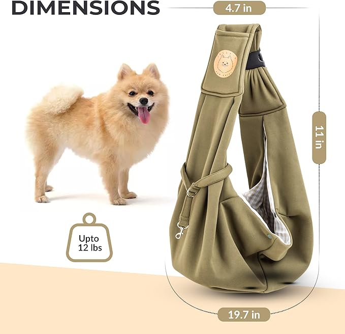 Dog Sling Carrier with Pet Hair Remover, Hands-Free Pet Carrier, Escape Proof, Adjustable Shoulder Strap with Zipper Pockets Suitable for Small Size Dogs Cats Puppy Kitten (Black)