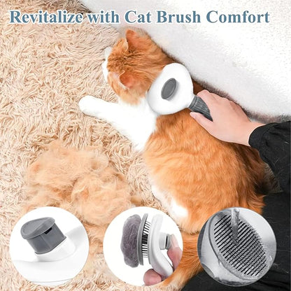 4 Pcs Cat Brush Kit for Indoor Cats, Self-Cleaning Slicker Cat Brush, Cat Brush Glove, and 2 Cat Wall Scratchers for Easy Shedding, Detangling, and Relaxing Grooming for Long and Short-Haired Cats