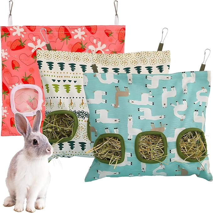 3 Pcs Rabbit Hay Feeders, The Suspended Three-Hole Guinea Pig Hay Feeder, are Widely Applicable to Animals Such as Rabbits, Guinea Pigs, Chinchillas, Hamsters