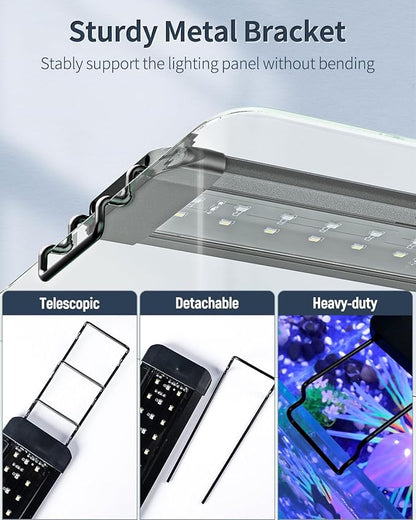 Pawfly 6 W Extendable Aquarium LED Light for 6 to10 Inch Fish Tank with Full Spectrum Brilliant White Blue Red Lights with Daytime & Night Modes and Adjustable Brightness