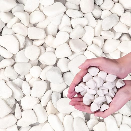 10Ib Snow White River Rock- Decorative Pebbles for Plants - River Rocks for Outdoor Landscaping- 0.3"-0.8" inch Polished Stones for Stones for Aquarium, Home Decor,Garden Decor