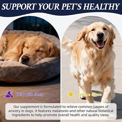 Melatonin for Dogs, Dog Calming Aid with Melatonin to Support Relaxation and Restful Sleep, Helps with Occasional Stress and Nighttime Restlessness, Gentle Daily Supplement, 1 Pack