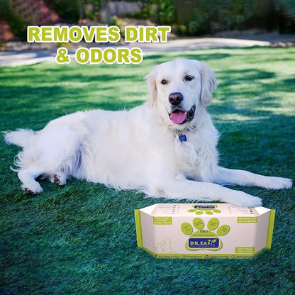 DR.EASY All Purpose Pet Grooming Wipes 100Ct Plant Based Ingredients for Paws,Body,Nose &Bum Cleaning,Remove Dirt,Dander & Excess Hair with Soft and Thick Wipes,No Fragrance