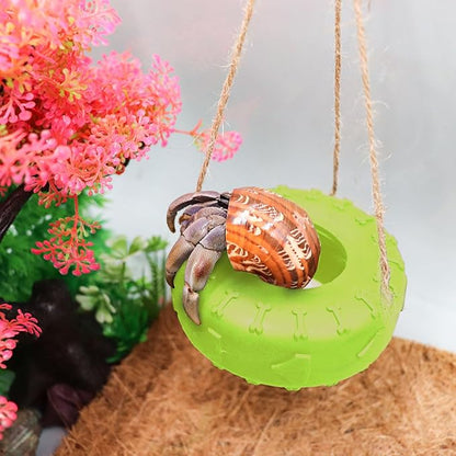 Hermit Crab Tire Swing Toy, Hermit Crab Climbing Toy, Reptile Tank Aquarium Decoration Accessory, Suitable for Small to Medium Sized Hermit Crabs, 3.7 Inches in Diameter
