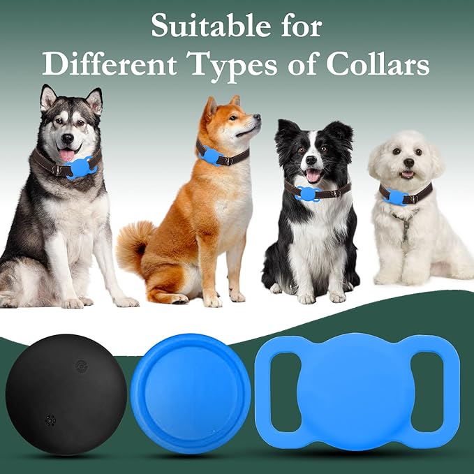 Dog Tracker with Collar Holder, Smart Pet Tracker, MFi Certificated Tracking Device, Waterproof Bluetooth, No Monthly Fee, Works with Find My, Not GPS Tracker (iOS Only) (Sky Blue, M)