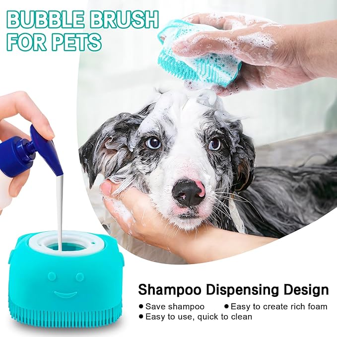 Dog Brush for Shedding Short Long Haired Cats, 4 in 1 Pet Grooming Kit for Small Medium & Large Animals. Removes Loose Fur, Mats, Tangled. Easy Cleaning. Undercoat Rake + Bath Brush Included