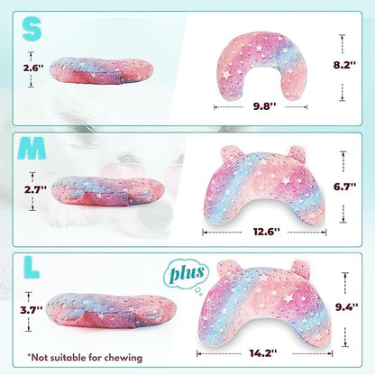 Pillow for Cats, Dog Cat Neck Pillow Soft Fluffy Pet Calming Toy Half Donut Cuddler, U-Shaped Pillow for Pet, Joint Relief Sleeping Improve(Pink)