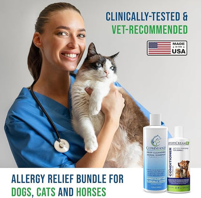 Itchy Dog Bundle, 12 oz Command Medicated Pet Shampoo + 8 oz AtopiCream HC 1% Hydrocortisone Conditioner, Relief for Dogs with Allergies and Dry Skin