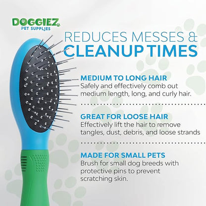 Small Dog Pin Brush for Dogs with Medium to Long Hair, Curly, Fine, Delicate and Fragile Coats - Pet Dog Brush and Puppy Brush for Poodle, Labradoodle, Yorkshire Terrier and Smaller Long Haired Breeds