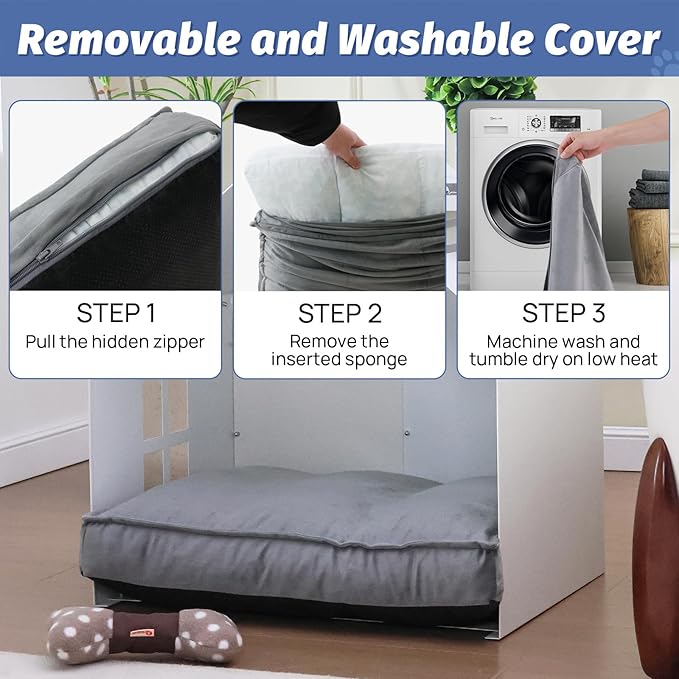 Modern Metal Dog House with Plush Cushion – Open Design Dog Bed, Cozy Pet Cave for Dogs & Cats, Stylish Indoor Pet Furniture