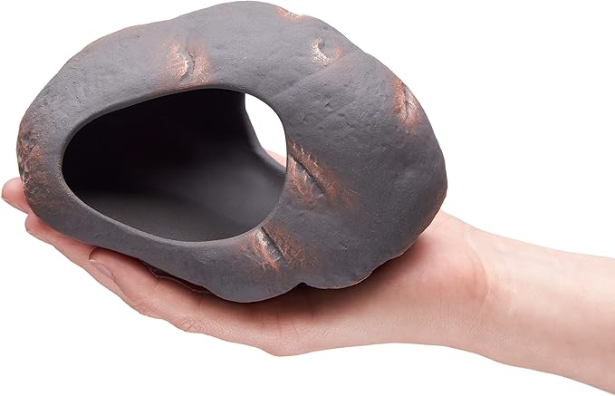 Plecoceramics Cichlid Stone Decoration - Aquarium cave for Cichlids, Betta, Small Fish - Fish Tank Hideway Decor - Betta Toys Hideout Stones House (Magma Stone Large)