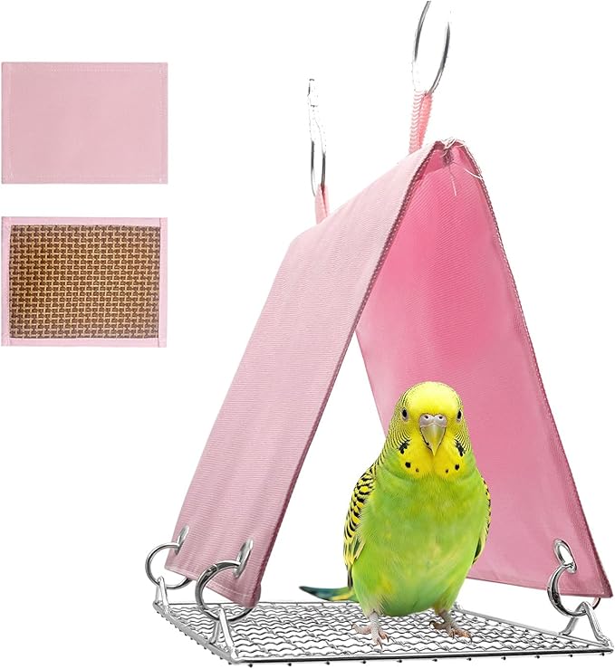 Bird Nest with Removable Pad, Parrot Hammock for Cockatiels Conures - Hanging Cage Bed Tent Waterproof, Chew-Proof, Easy Clean & Anti-Sag Design for Parakeets Lovebirds, Pink