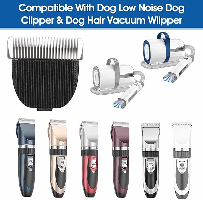 2 Pack Dog Grooming Replacement Blade Compatible with Oneisall Low Noise Dog Clippers, Dog Hair Vacuum Clipper Made of Ceramic Blade & Stainless Steel Blade Size3.2mm