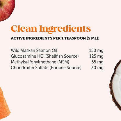 Pet Honesty Dog Joint Supplement with Salmon Oil for Dogs - Ease Stiffness, Reduce Discomfort & Support Joint Mobility Liquid Supplement, Dog Food Topper Bone Broth with Glucosamine for Dogs (12 oz)