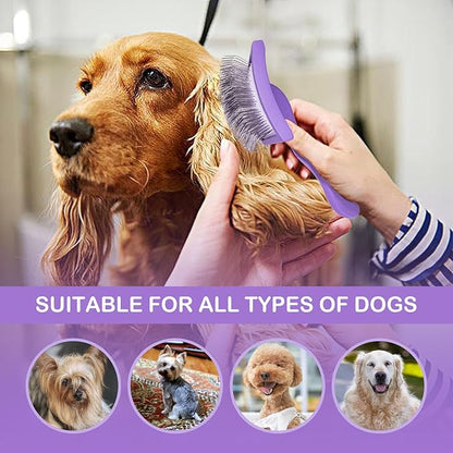 Dog Slicker Brush for Goldendoodles & Golden Doodle Brush for Grooming Kit - Dog Brush for Goldendoodle, Labradoodle, Poodles - Pet Hair Brush for Medium & Long Haired Dogs - Large (Purple)