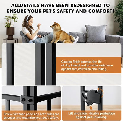 40 inch Large Dog Crate Indoor,Steel Tube Heavy Duty Dog Crate,Dog Playpen with Top,Dog Cage Kennel Indoor Outdoor,Upgraded Door Lock/Oval Tube Insertion Welded/Panel Connection Methods