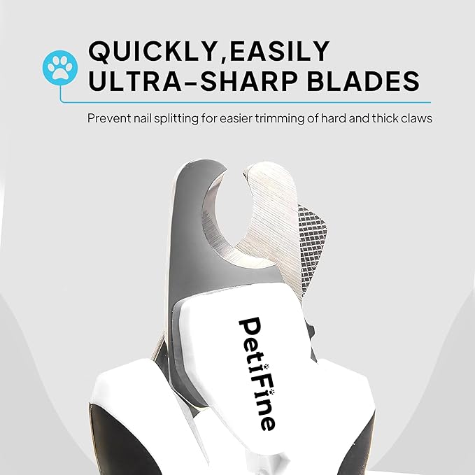 PetiFine LED Dog Nail Clippers with Light, Dog Nail Trimmer with Safety Guard & Nail File, Razor Sharp Blades, Pet Nail Trimmer/Clipper for Large & Medium Breeds (Batteries-Included)