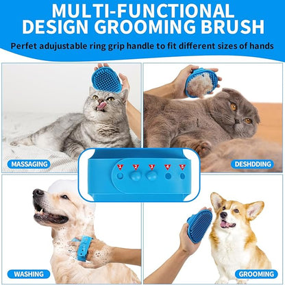 3pcs Dog Bath Set - Shampoo Brush, Scrubber, and Shower Brush with Adjustable Handle for Short & Long Hair