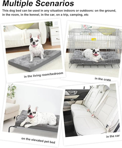 Dog Bed for Crate Washable Dog Beds for Small Dogs Plush Dog Kennel Pad Pet Sleeping Mat with Anti-Slip Bottom, 23x17 Inch, Grey