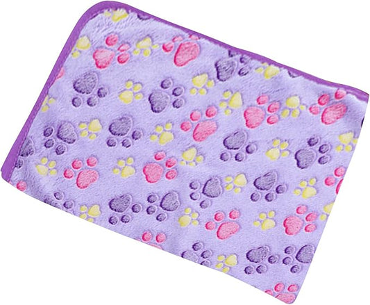 UTTPLL Blanket-Premium-Flannel-Medium-Printed Throw for Cat Dog Puppy Animals Super Soft Fluffy Fleece Pet Blankets Warm Sleep Mat Cute Paw Purple