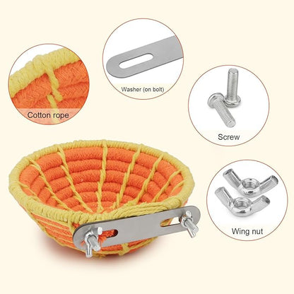 Hypeety Handmade Coton Rope Bird Breeding Nest Hatch House Bird Nest Cage for Small Parrots Budgie Parakeet Cockatiel Parakeet Conure Canary Finch Lovebird (Orange)
