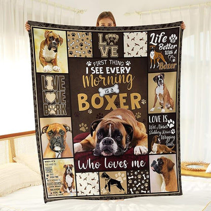 Tupmnbry Boxer Dog Blanket Cute Puppy Throw Blanket Super Soft Flannel Throw Blanket Lightweight Fluffy Plush Fuzzy Bed Blanket for Cute Pet 60"X80"