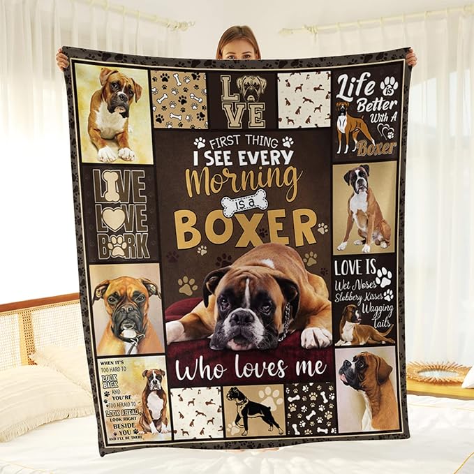 Tupmnbry Boxer Dog Blanket Cute Puppy Throw Blanket Super Soft Flannel Throw Blanket Lightweight Fluffy Plush Fuzzy Bed Blanket for Cute Pet 50"X60"