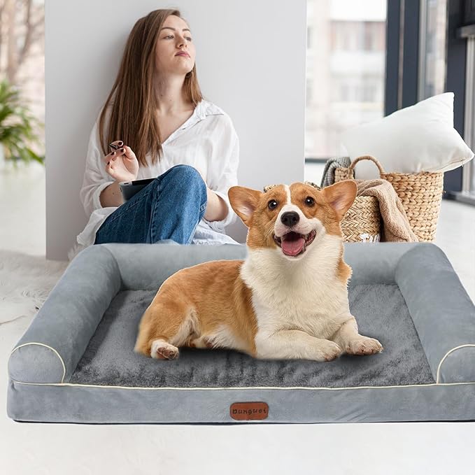 Dog Beds Large Sized Dog, Orthopedic Dog Bed, Waterproof Dog Bed, Washable Dog Bed, 39" x 23" x 7" Light Gray
